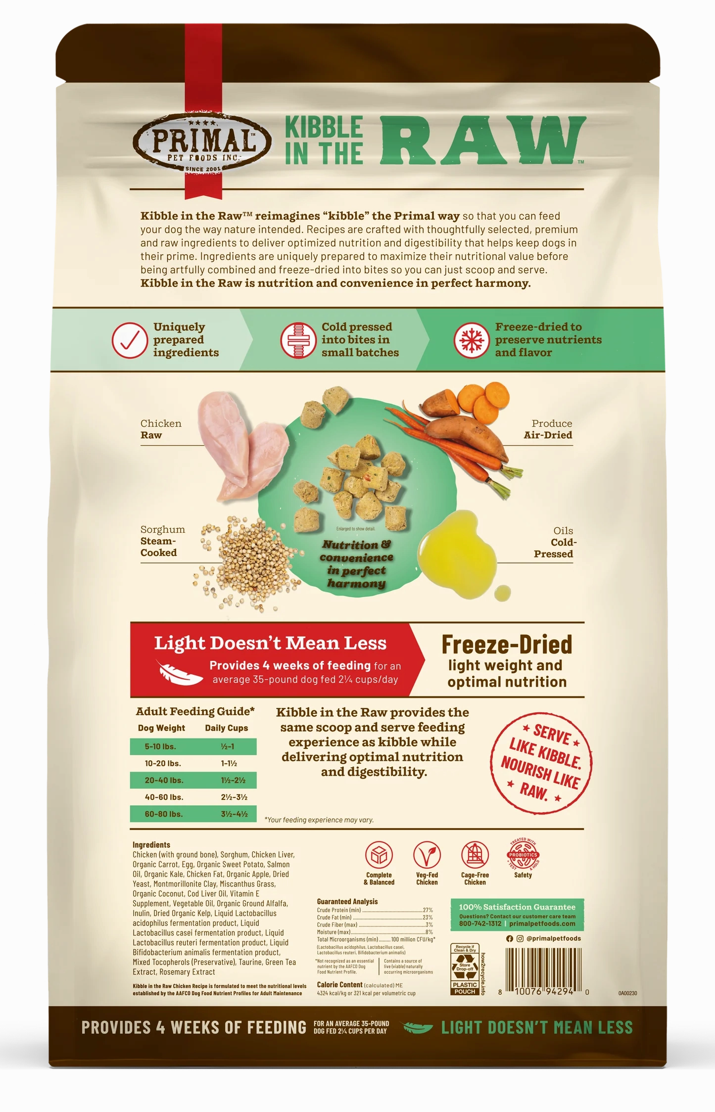 Primal Kibble in the Raw Freeze Dried Dog Food (Chicken Recipe With Grains)