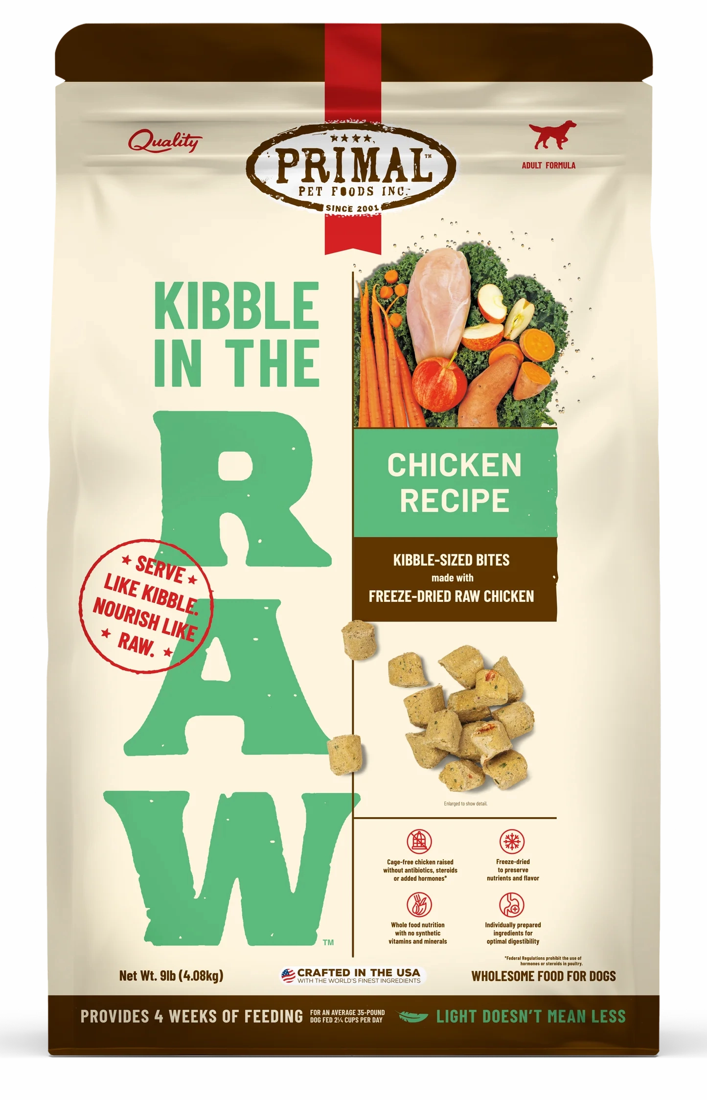 Primal Kibble in the Raw Freeze Dried Dog Food (Chicken Recipe With Grains)