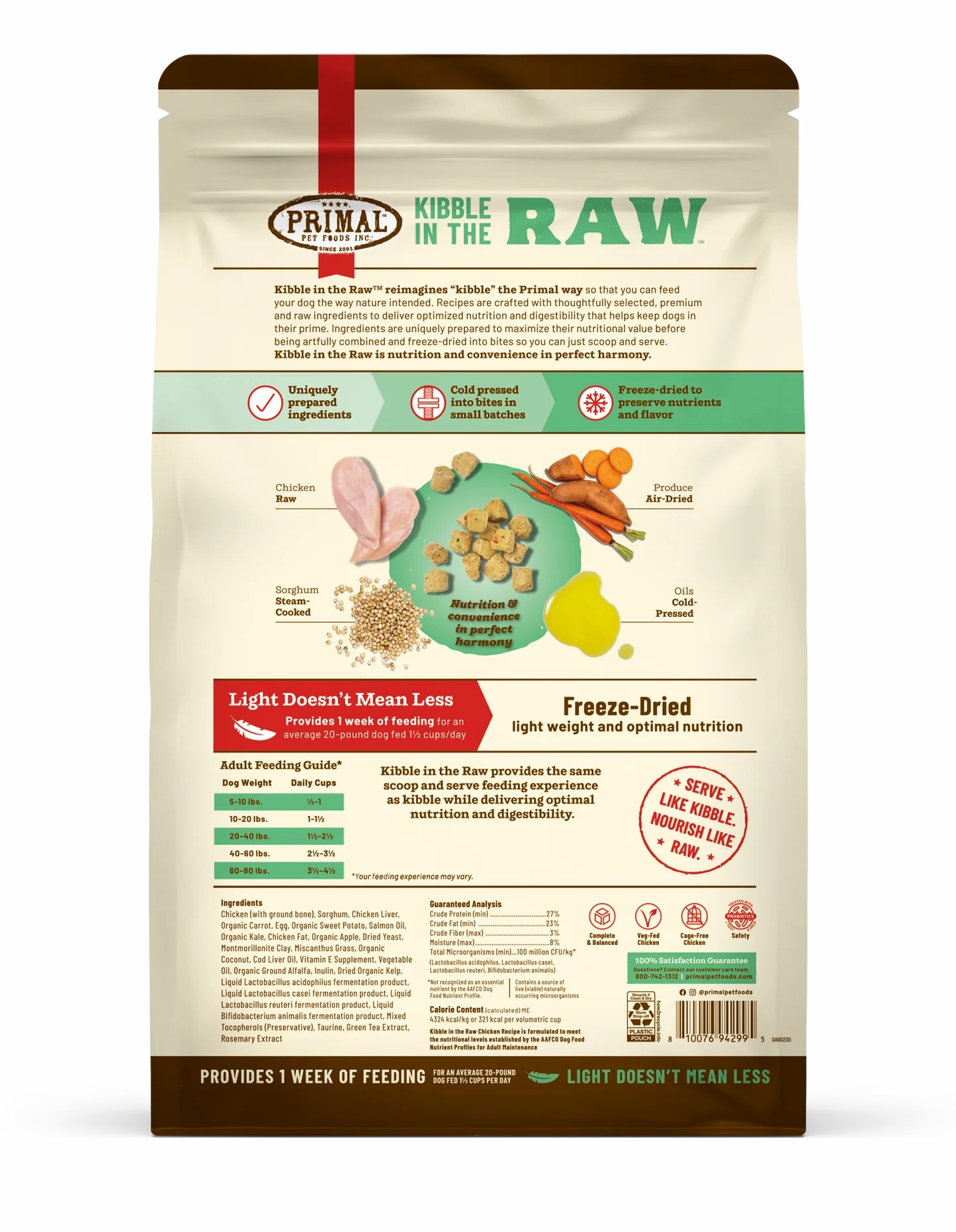 Primal Kibble in the Raw Freeze Dried Dog Food (Chicken Recipe With Grains)
