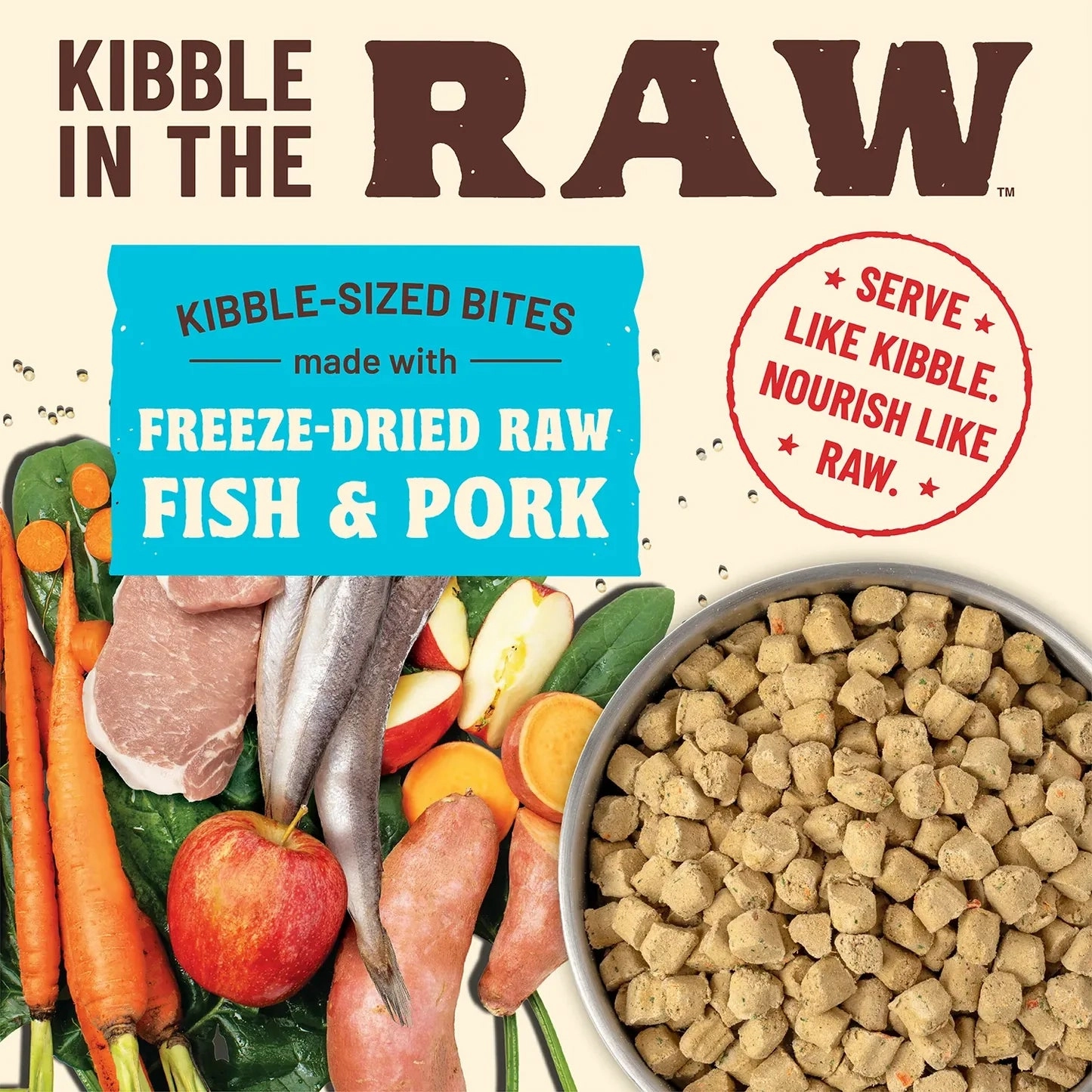Primal Kibble in the Raw Freeze Dried Dog Food (Fish & Pork Recipe With Grains)