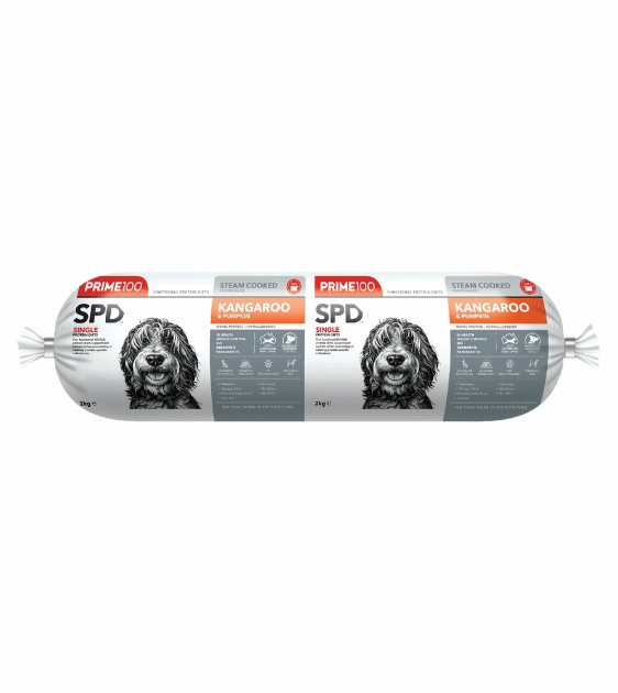 Prime100 SPD Limited Ingredients Steam Cooked Frozen Dog Food (Kangaroo & Pumpkin) raw dog food,fresh pet meals