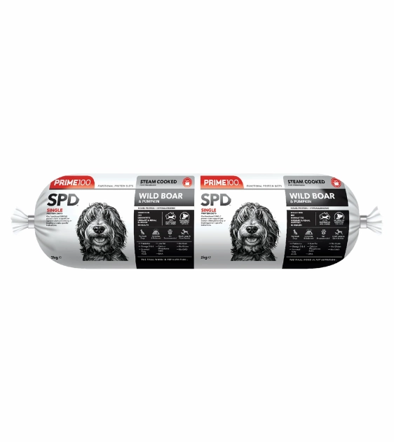 Prime100 SPD Limited Ingredients Steam Cooked Frozen Dog Food (Wild Boar & Pumpkin) raw dog food,fresh pet meals