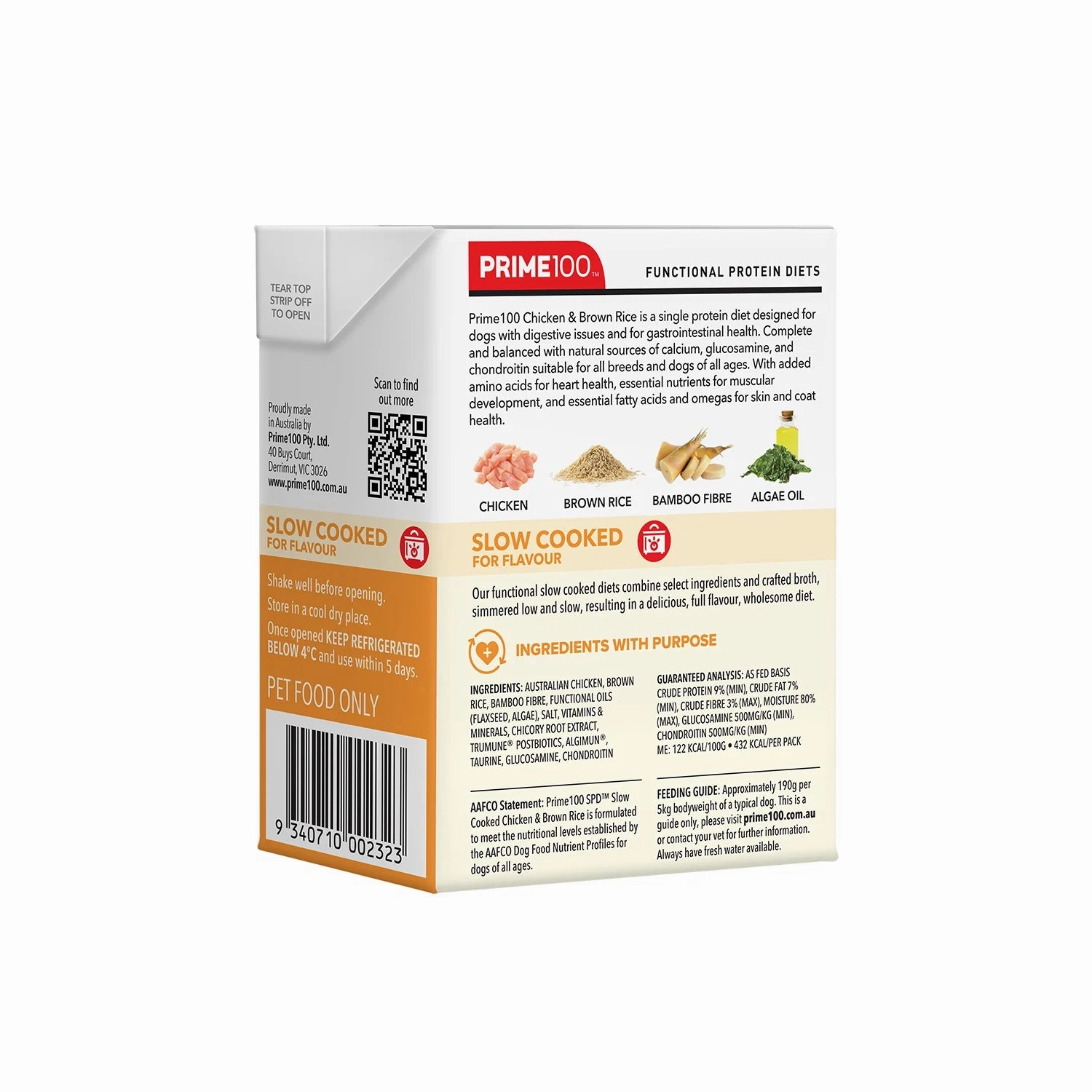 Prime100 SPD Single Protein Diets Slow Cooked Wet Dog Food (Chicken & Brown Rice)