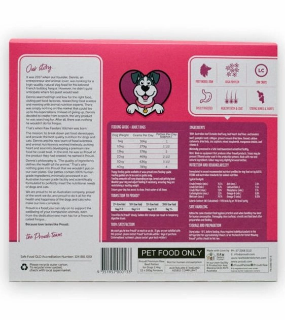 Proudi Raw Dog Food (Single Protein Beef)