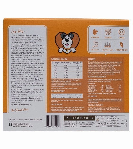 Proudi Raw Dog Food (Turkey & Chicken)