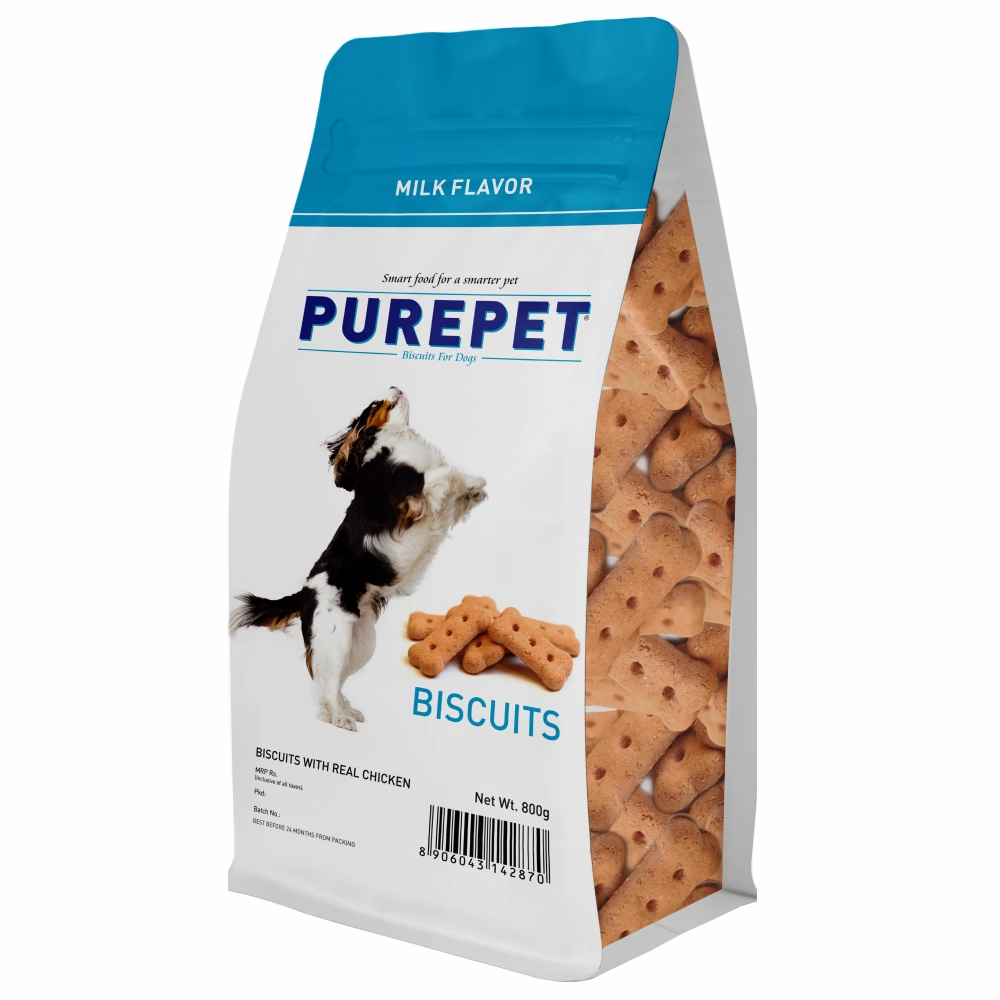 Purepet Milk Flavour Real Chicken Biscuit Dog Treats Pouch