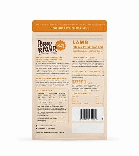 Raw Rawr's Freeze Dried Lamb Balance Diet Dog Food