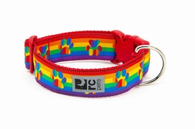 RC Pets Patterned Dog Clip Wide Collar - Rainbow Paws dog collar,pet neck strap