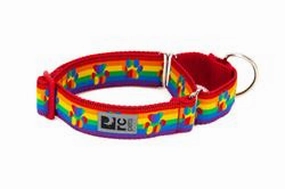 RC Pets Patterned Wide Web Training Dog Collar - Rainbow Paws dog collar,pet neck strap