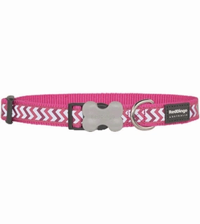 Red Dingo Ziggy Reflective Dog Collar (Hot Pink) dog charms,dog ID