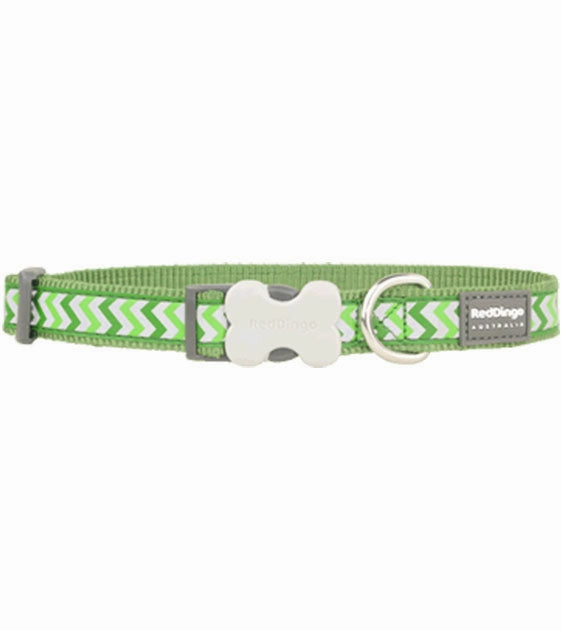 Red Dingo Ziggy Reflective Dog Collar (Lime Green)