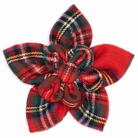 Red Plaid III Dog Collar Flower dog collar accessory,collar decor