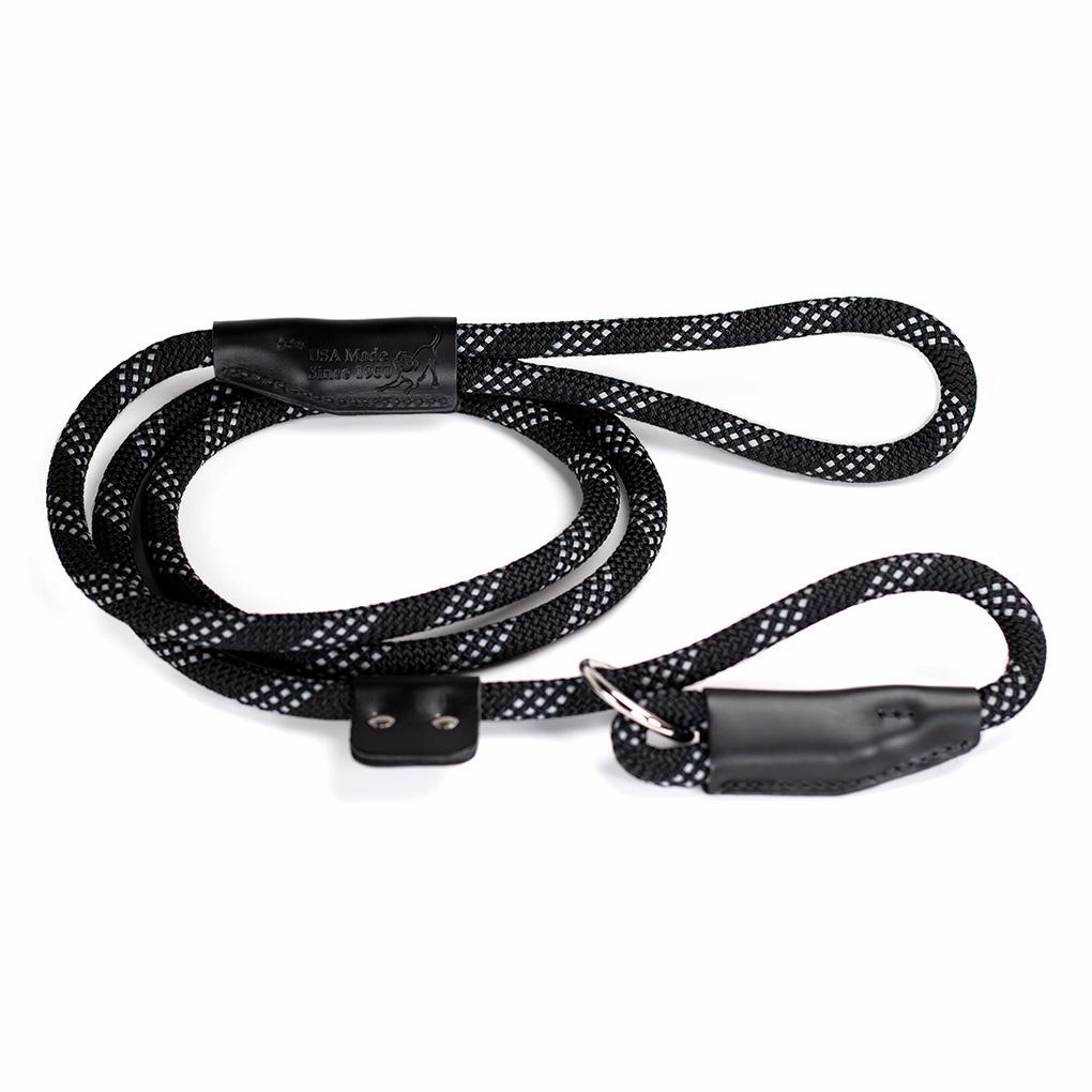 Reflective Slip Rope Dog Leash Black dog mobility,outdoor pet aid