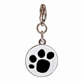 Round Black Paw Print Metal Dog Collar Charm dog collar charm,pet tag
