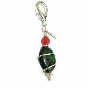 Ruby Zuosite Healing Dog Collar Charm Pawmulet