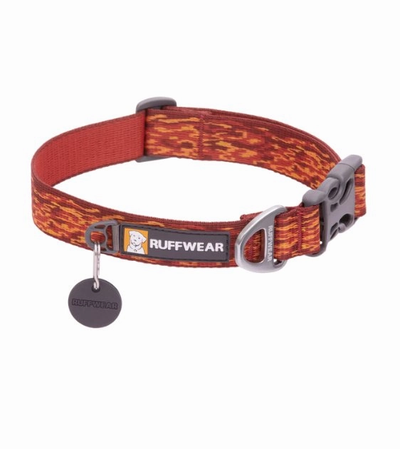 Ruffwear Flat Out? Patterned Dog Collar (Ember Distortion) dog charms,dog ID