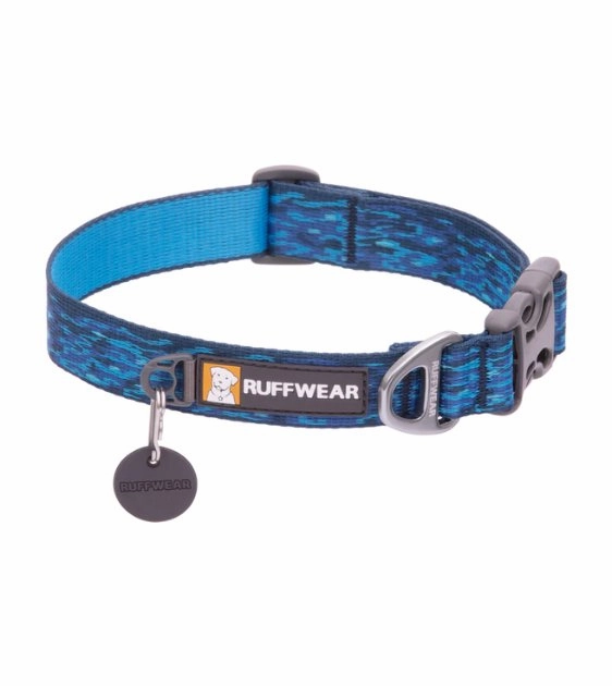 Ruffwear Flat Out? Patterned Dog Collar (Oceanic Distortion) dog charms,dog ID