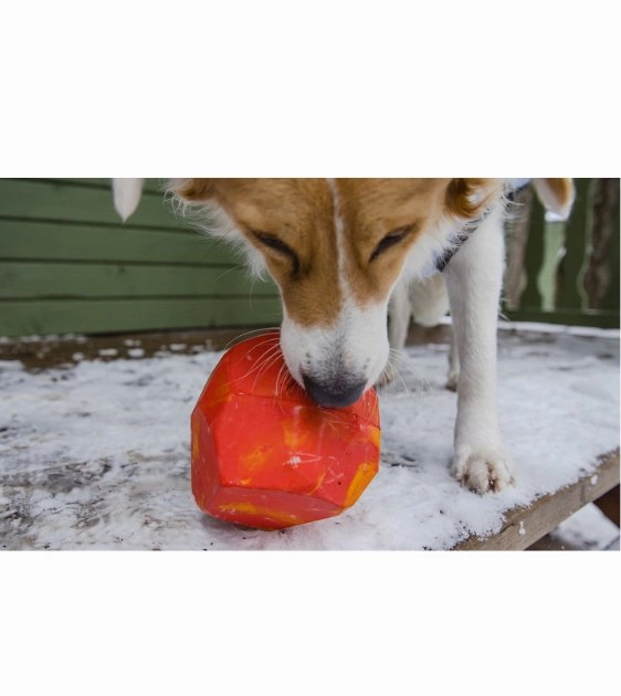 Ruffwear Gnawt-a-Rock Natural Rubber Treat Dispenser Throw Dog Toy (Red Sumac)