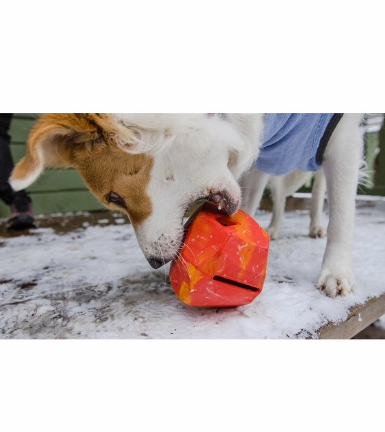 Ruffwear Gnawt-a-Rock Natural Rubber Treat Dispenser Throw Dog Toy (Red Sumac)