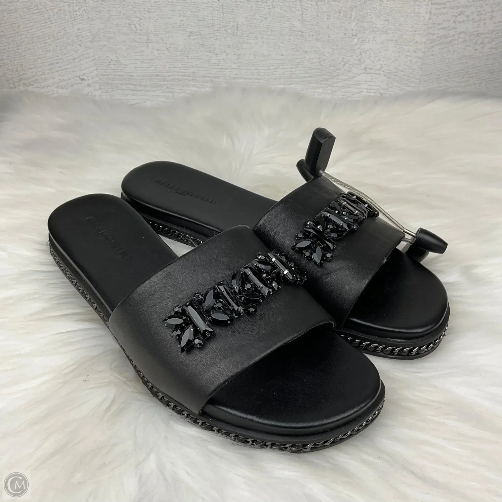 Sandals Designer By Karl Lagerfeld In Black, Size: 10