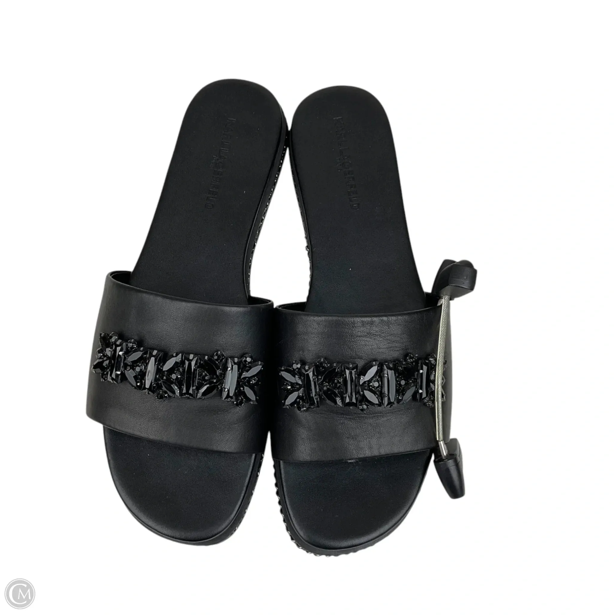 Sandals Designer By Karl Lagerfeld In Black, Size: 10