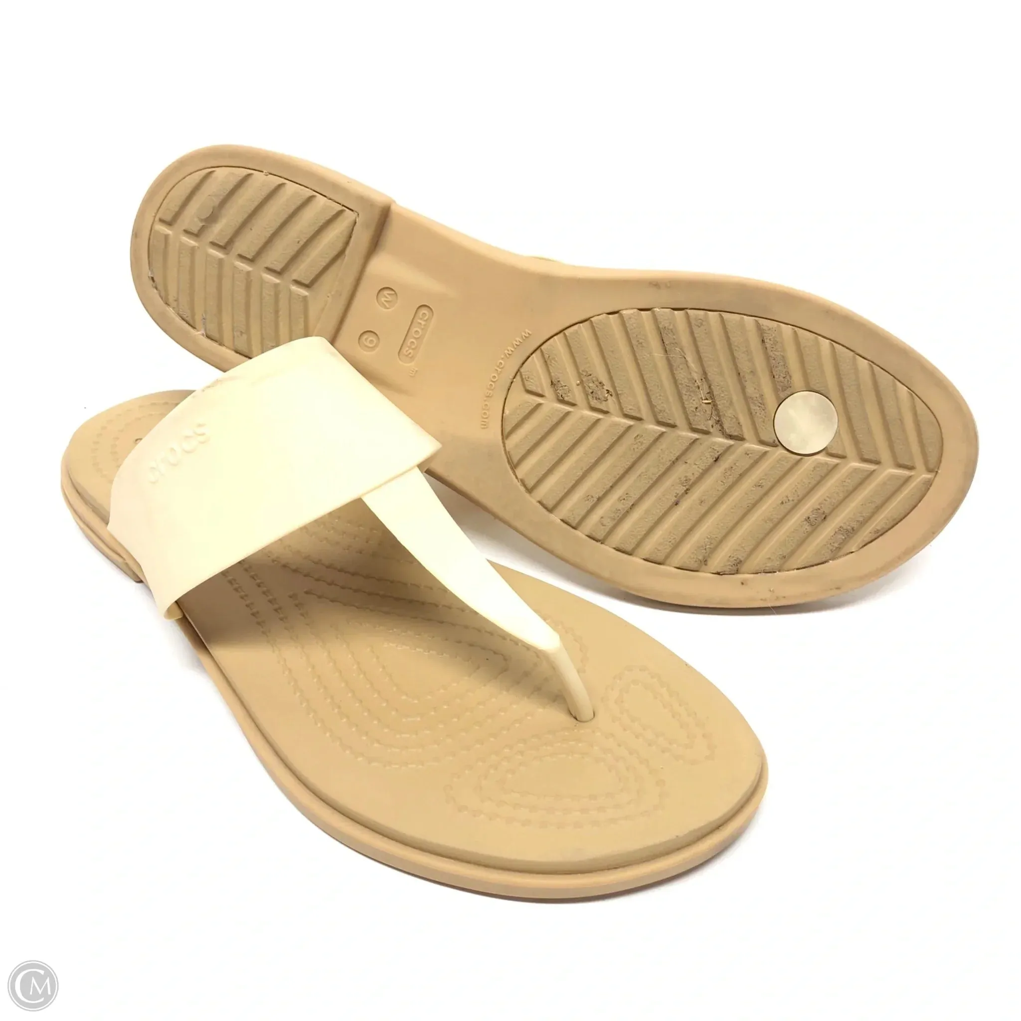 Sandals Flats By Crocs In Beige, Size: 9 crocs