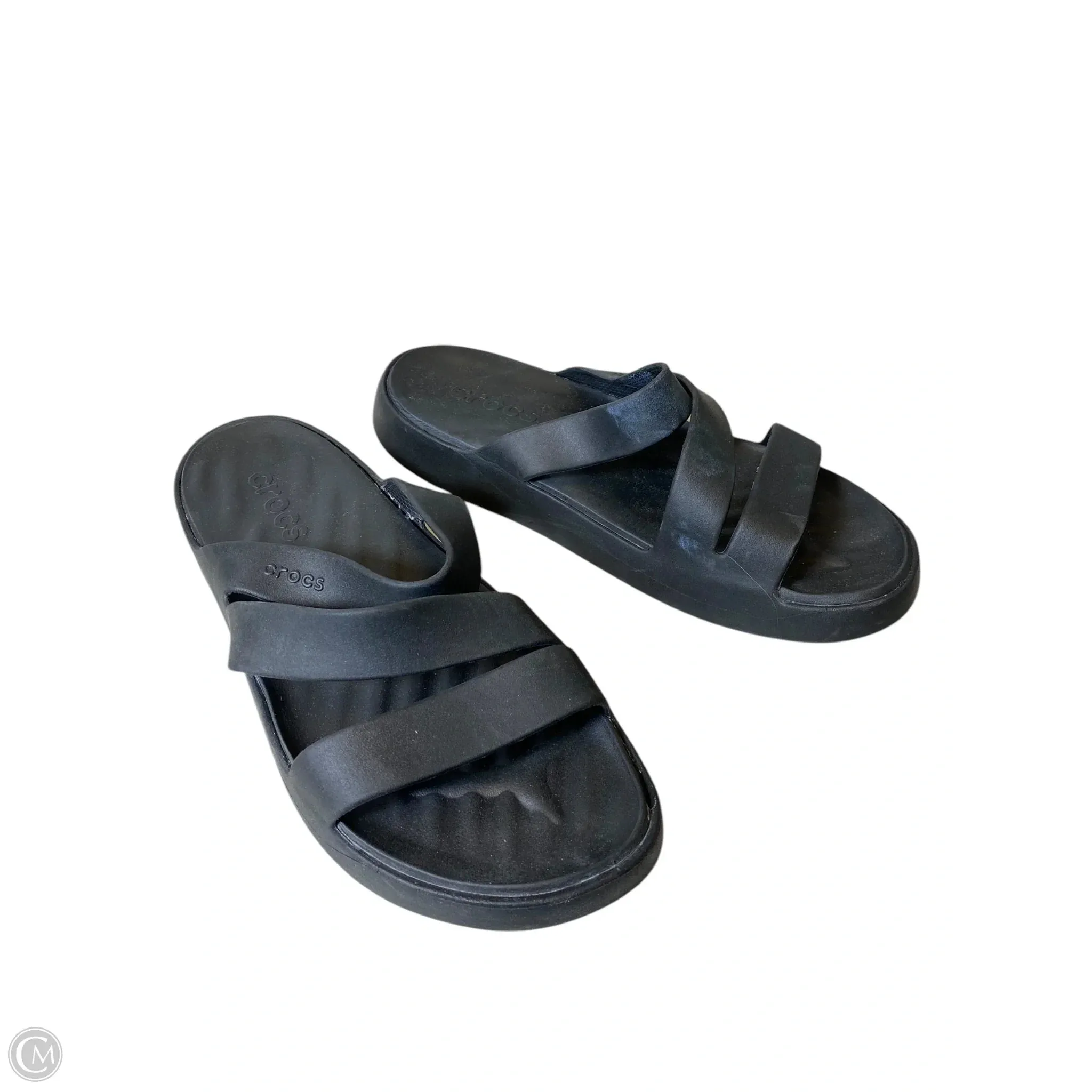 Sandals Flats By Crocs In Black, Size: 11 crocs