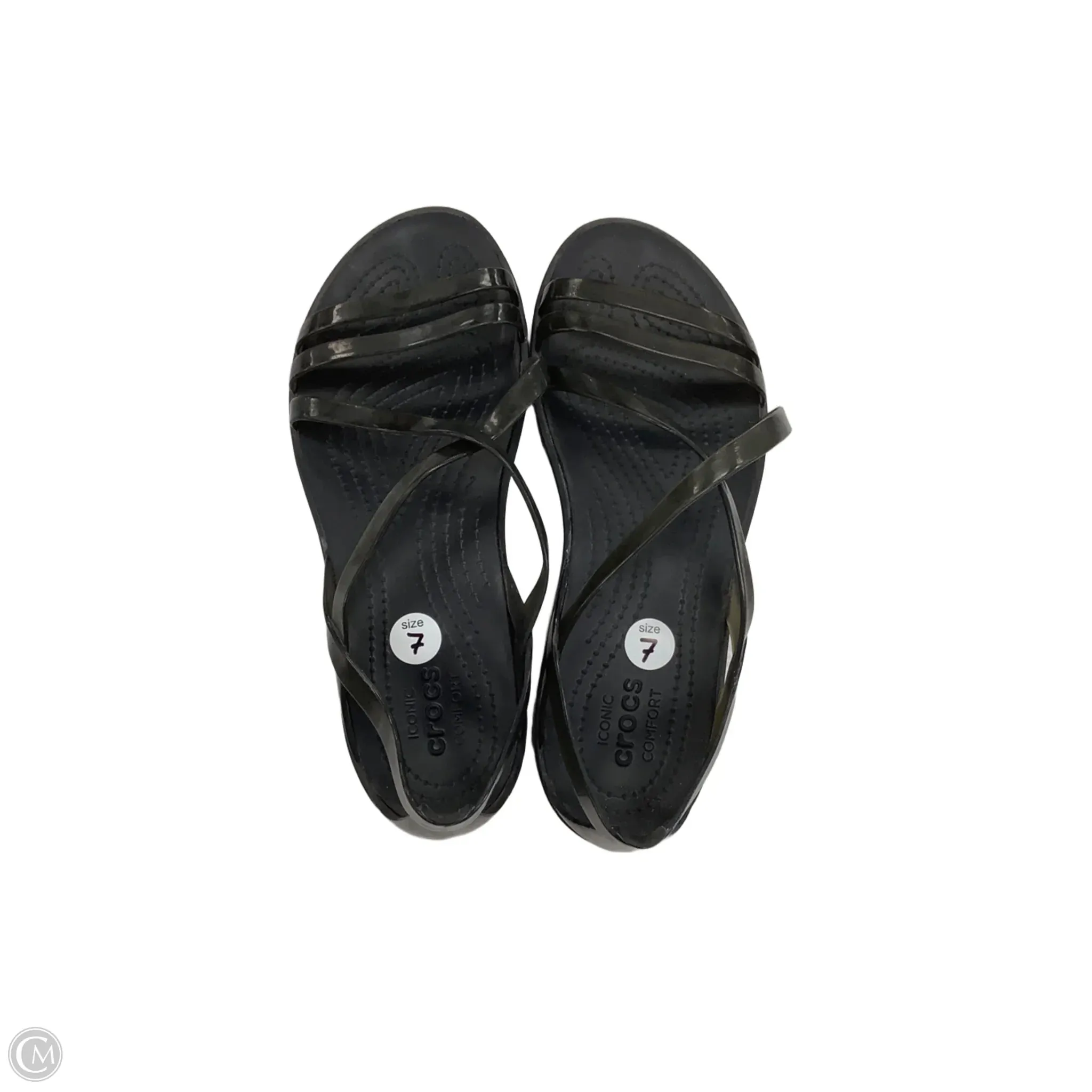 Sandals Flats By Crocs In Black, Size: 7 crocs