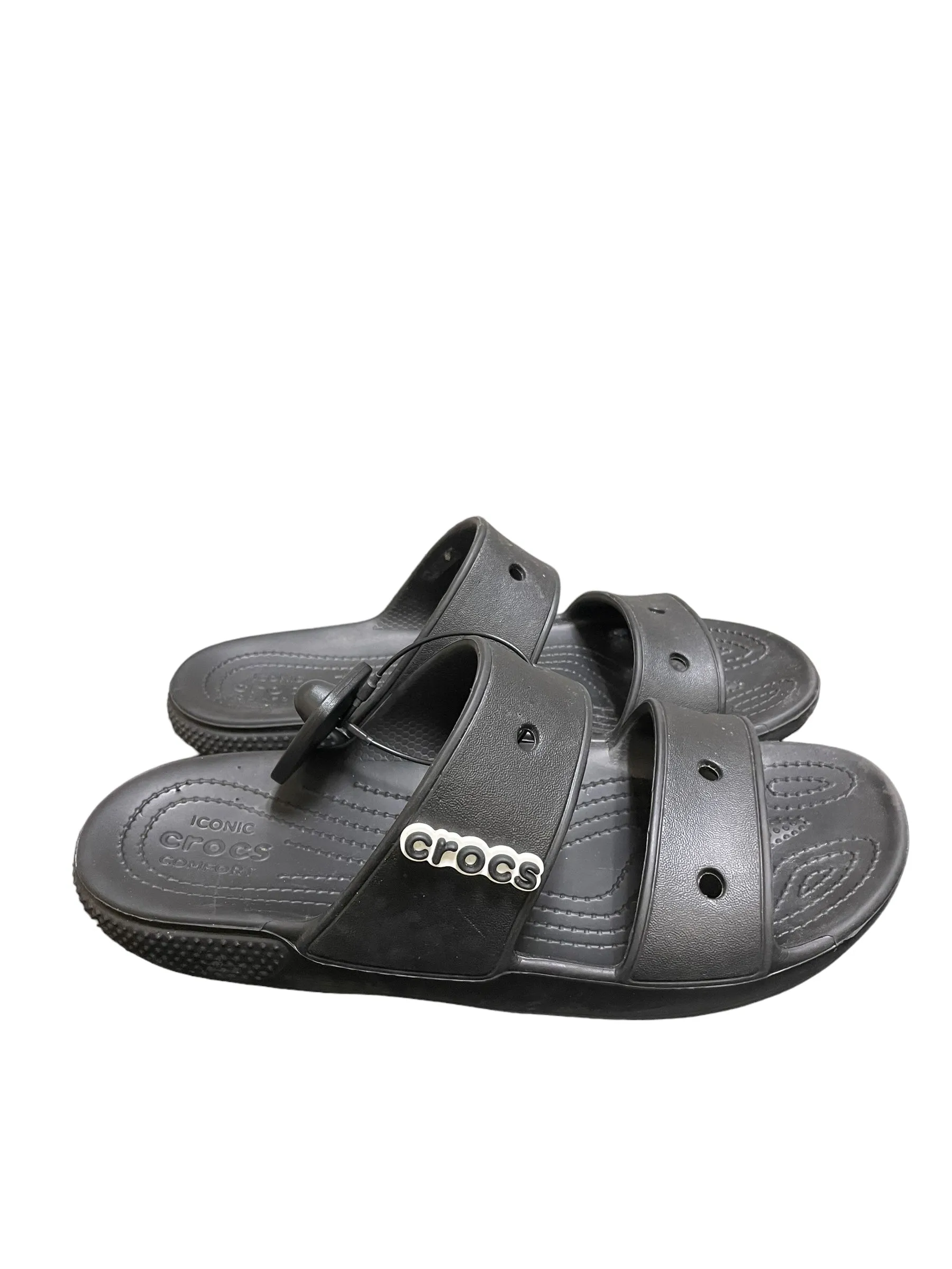 Sandals Flats By Crocs In Black, Size: 8 crocs
