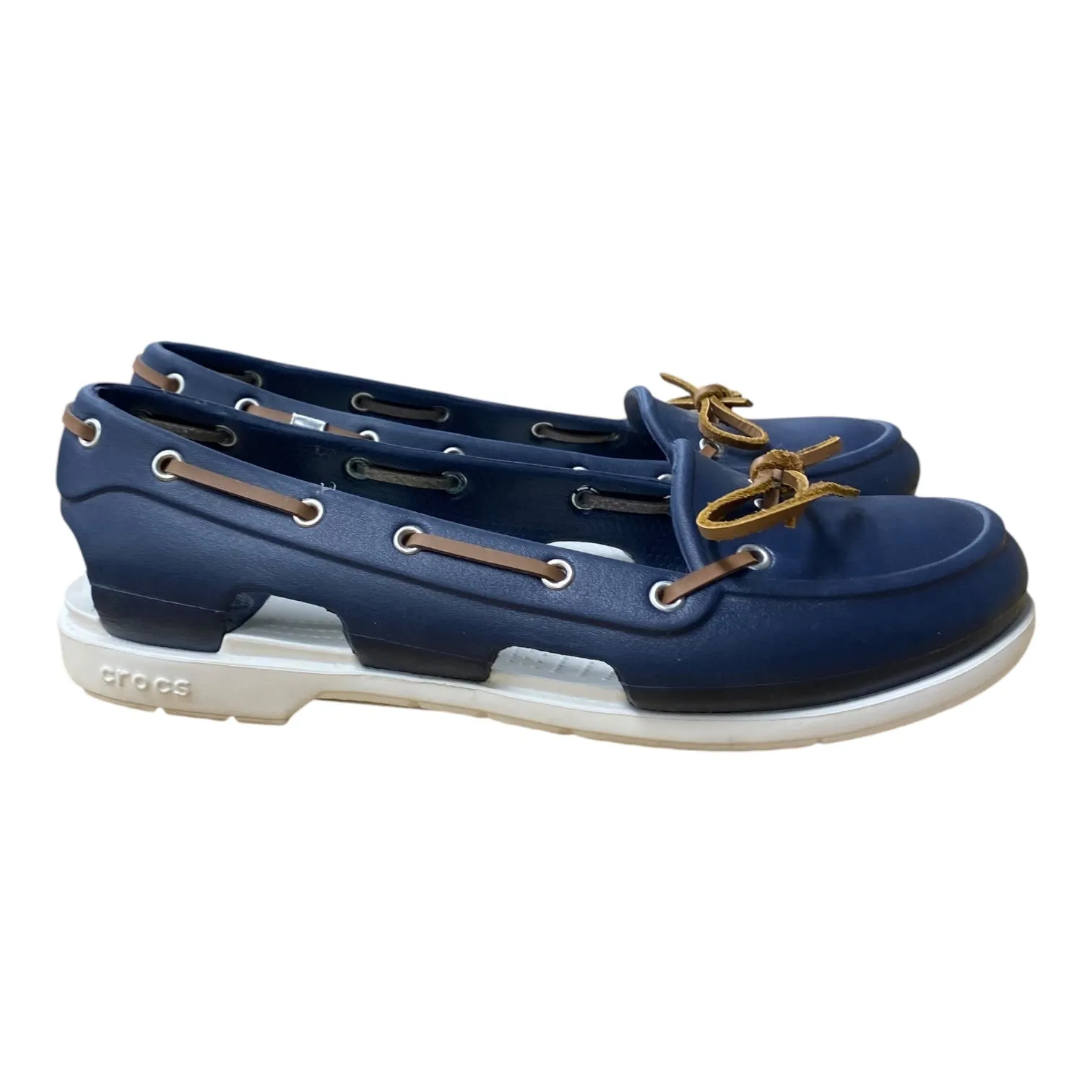 Sandals Flats By Crocs In Blue & White, Size:10 crocs