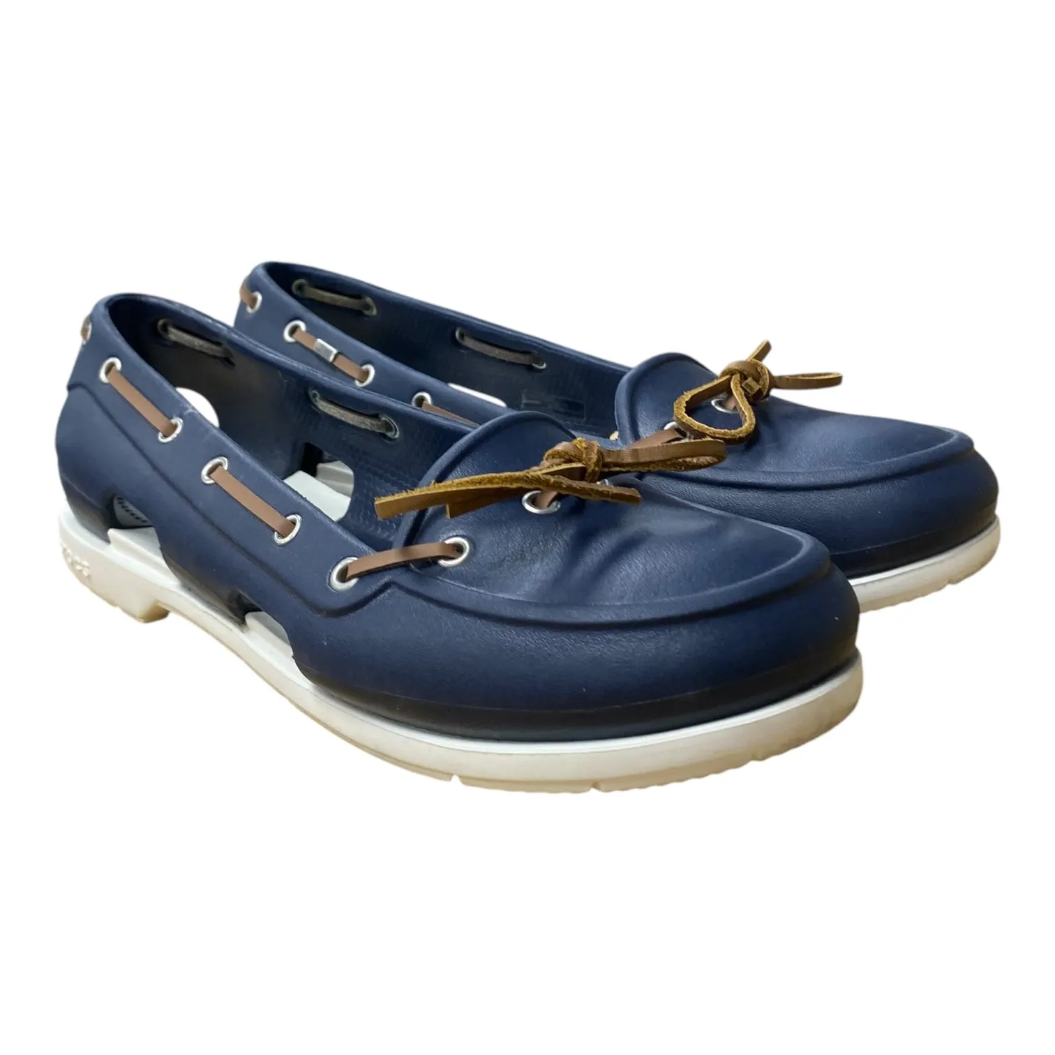 Sandals Flats By Crocs In Blue & White, Size:10 crocs