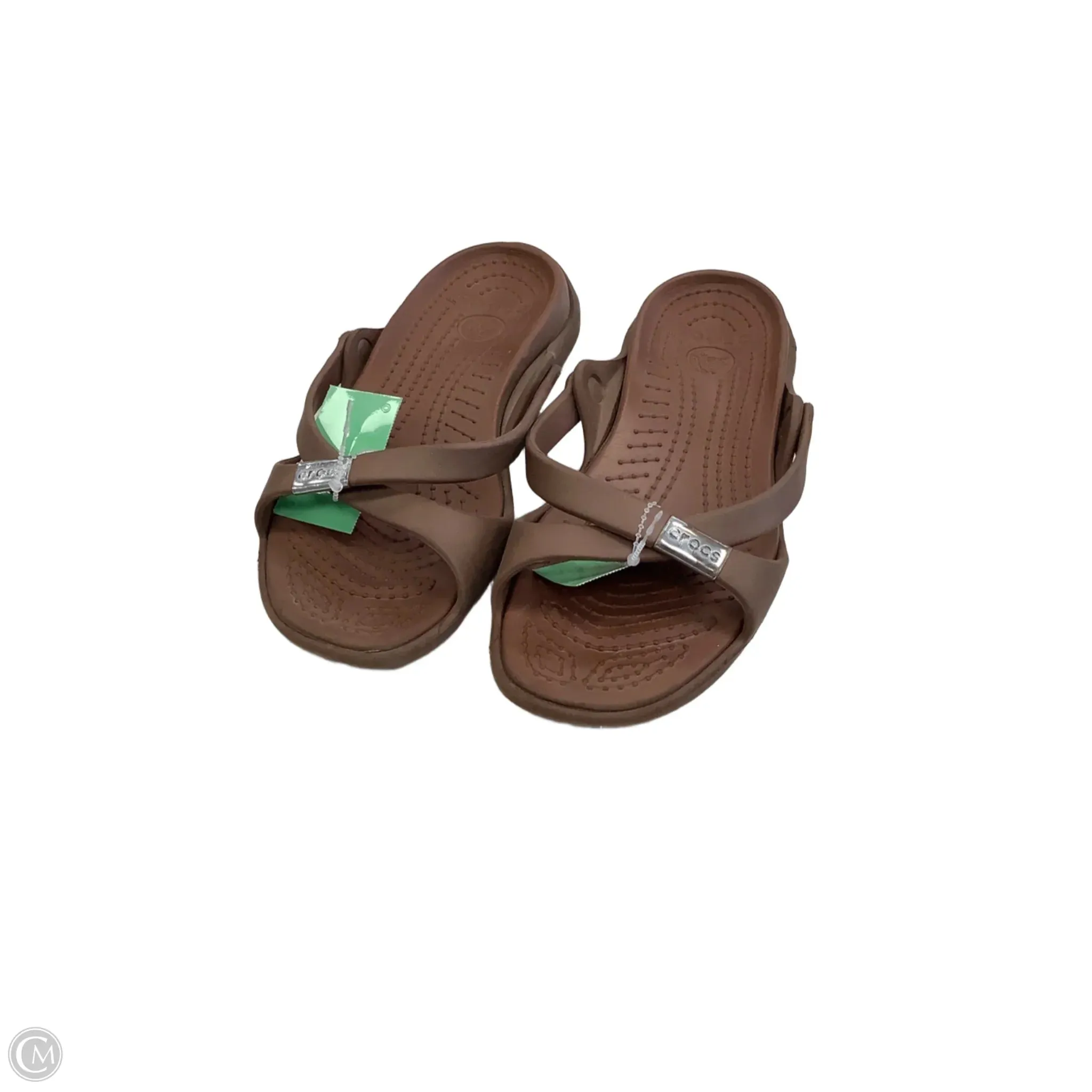 Sandals Flats By Crocs In Brown, Size: 7 crocs