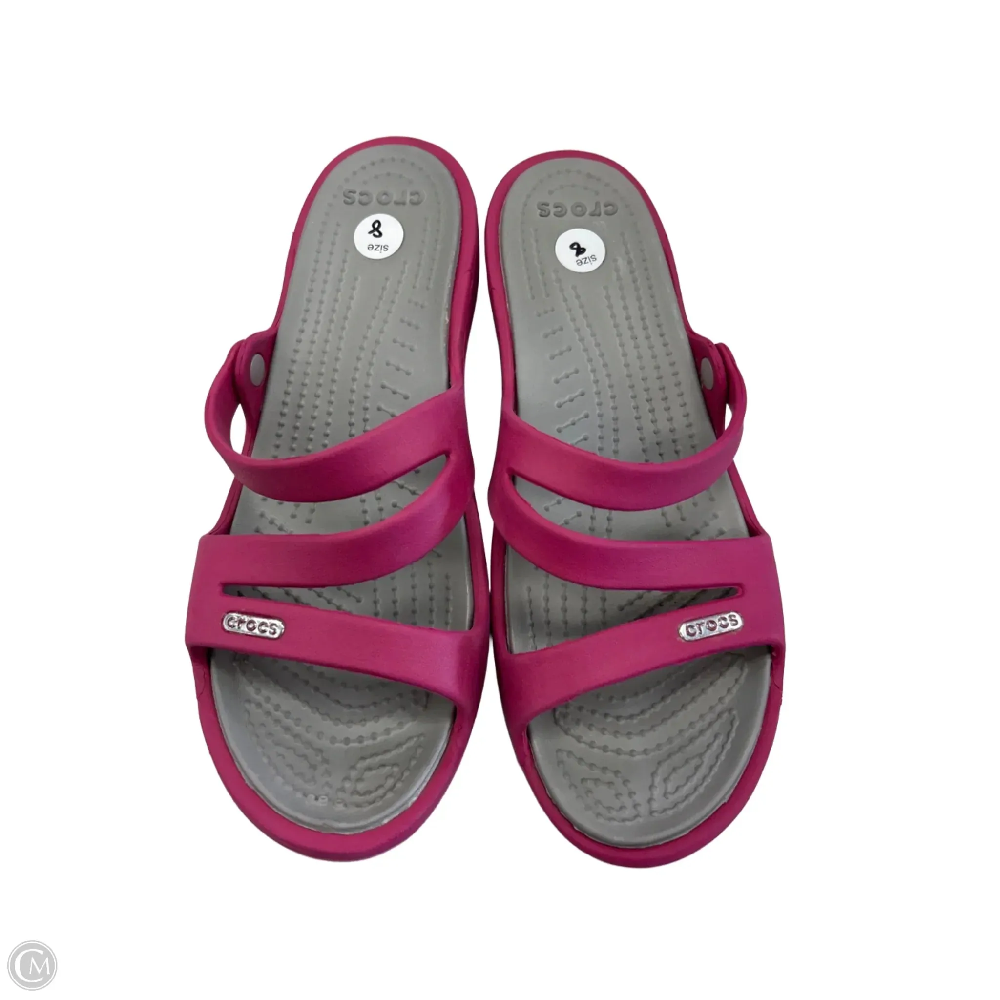 Sandals Flats By Crocs In Grey & Pink, Size: 8 crocs