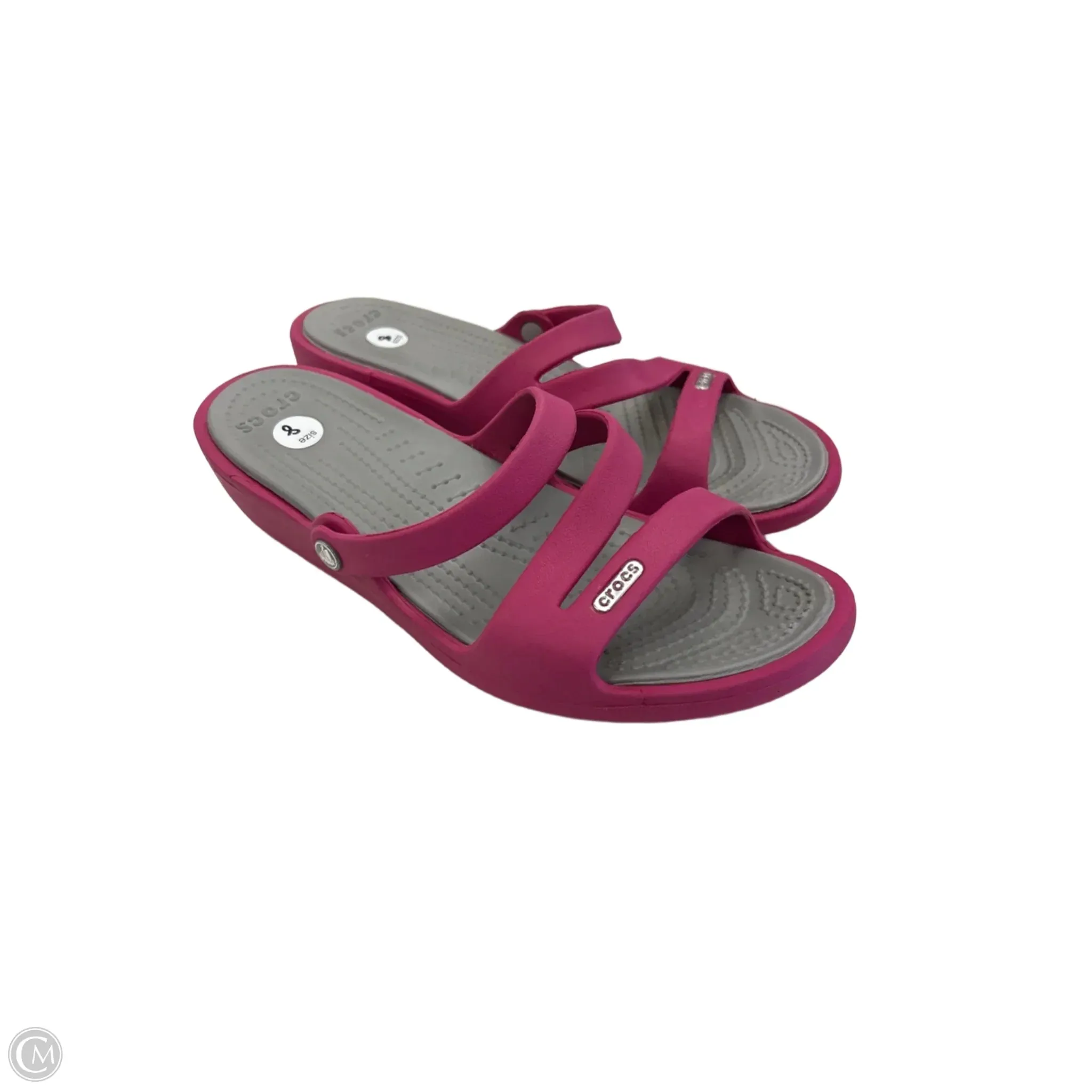 Sandals Flats By Crocs In Grey & Pink, Size: 8 crocs