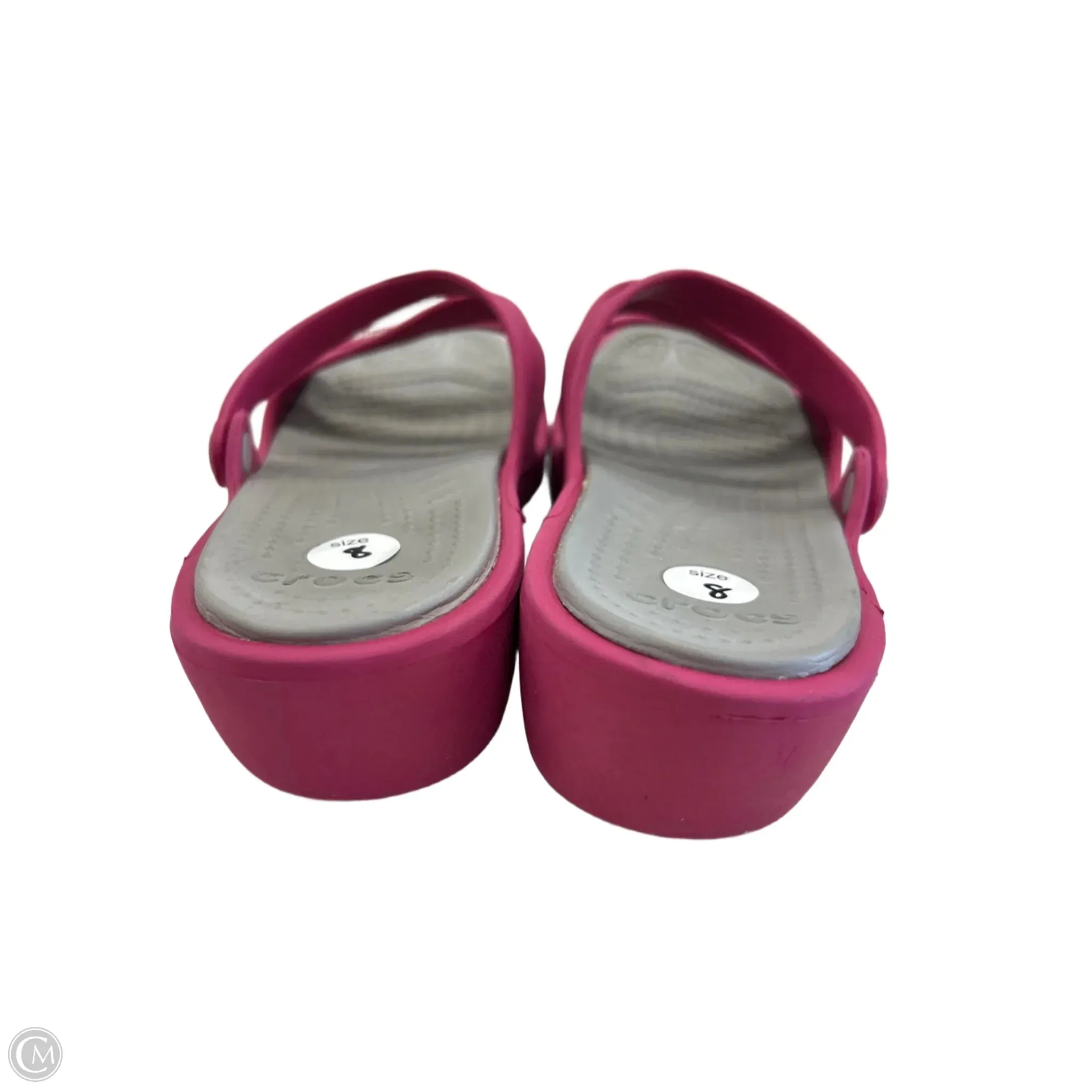 Sandals Flats By Crocs In Grey & Pink, Size: 8 crocs