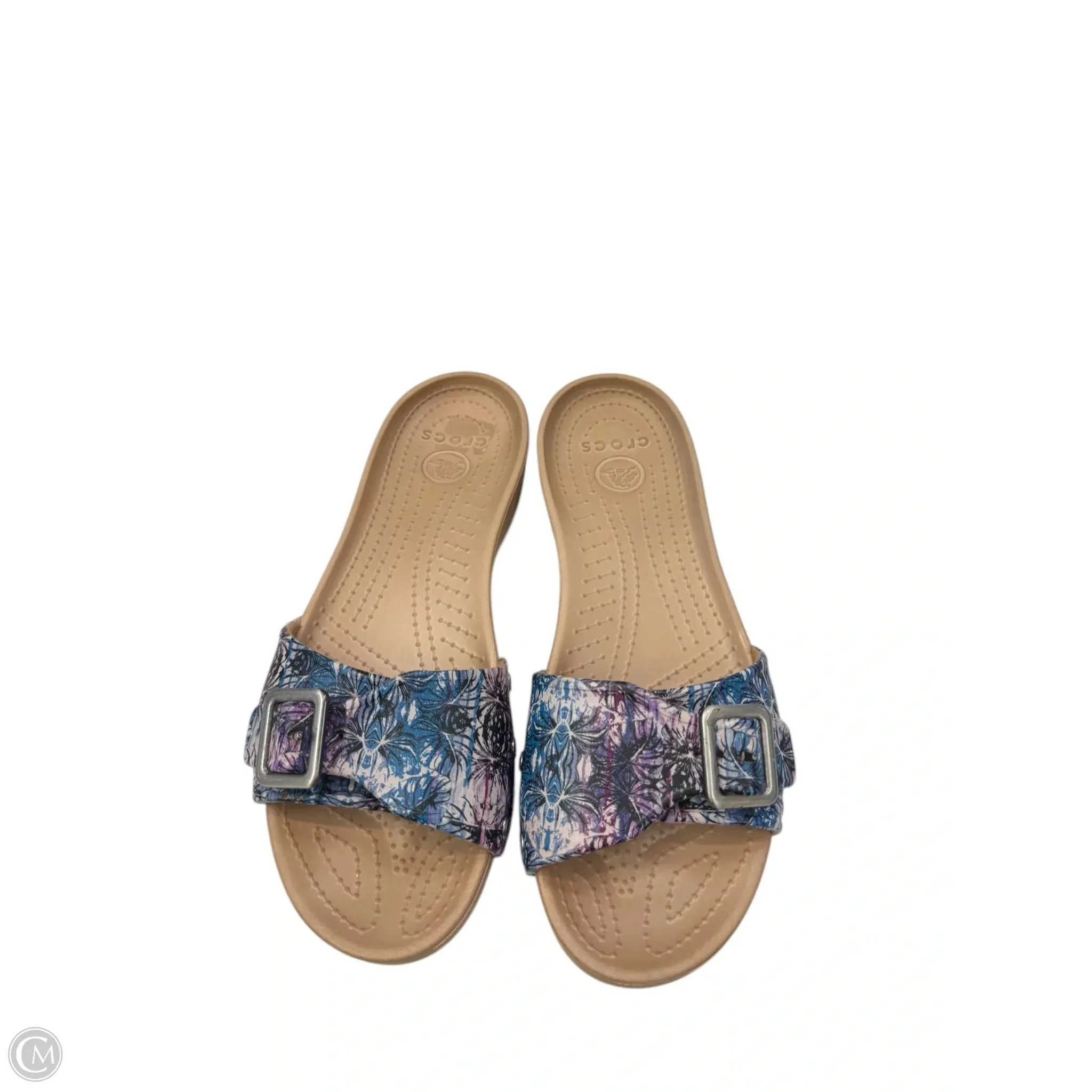 Sandals Flats By Crocs In Purple & Tan, Size: 10 crocs