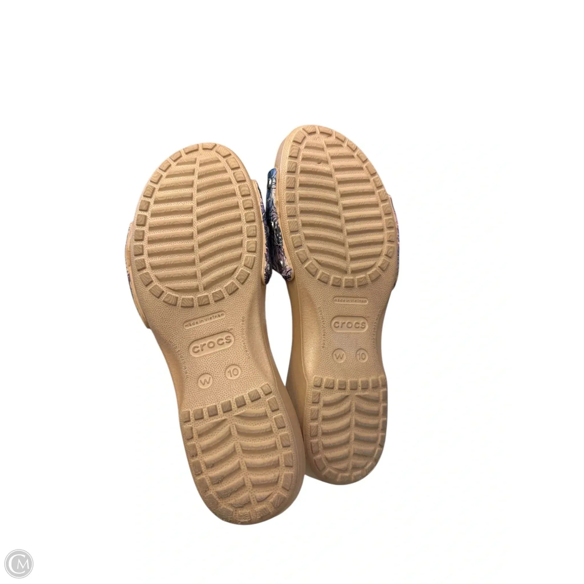 Sandals Flats By Crocs In Purple & Tan, Size: 10