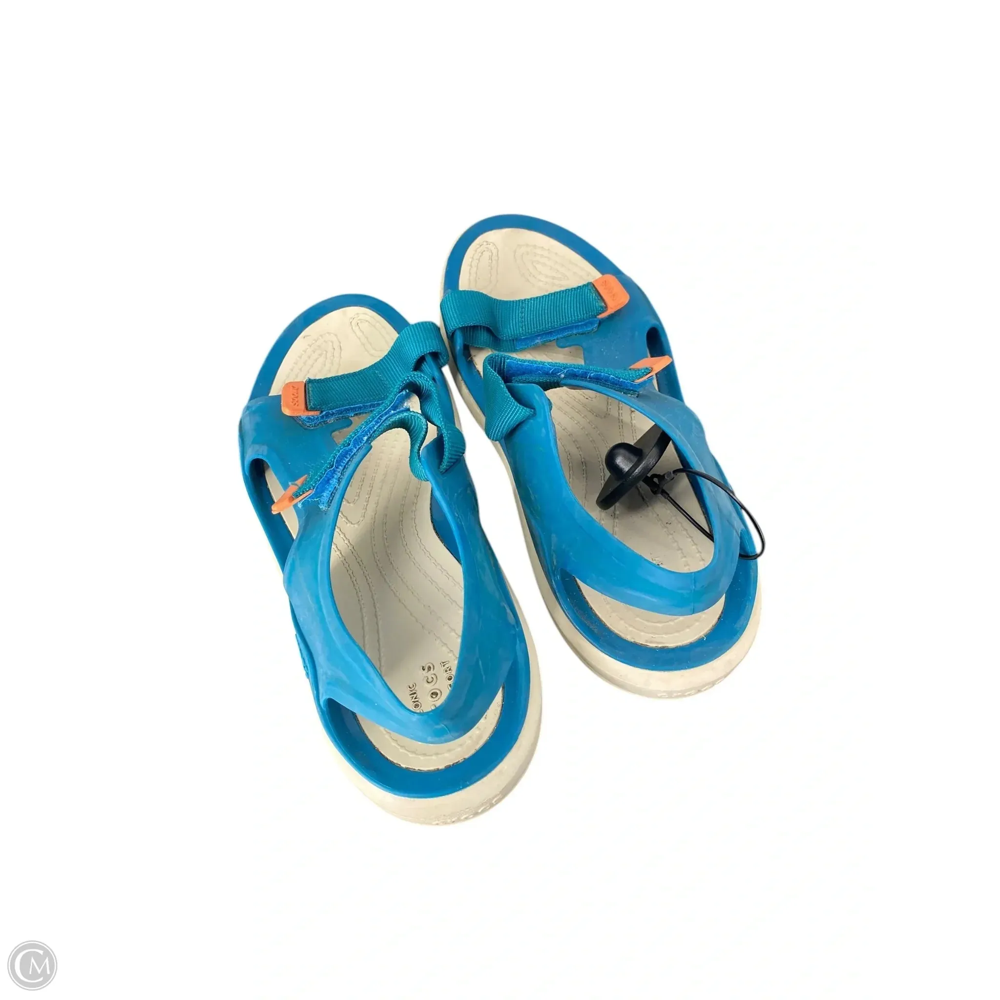 Sandals Flats By Crocs In Teal, Size: 9 crocs