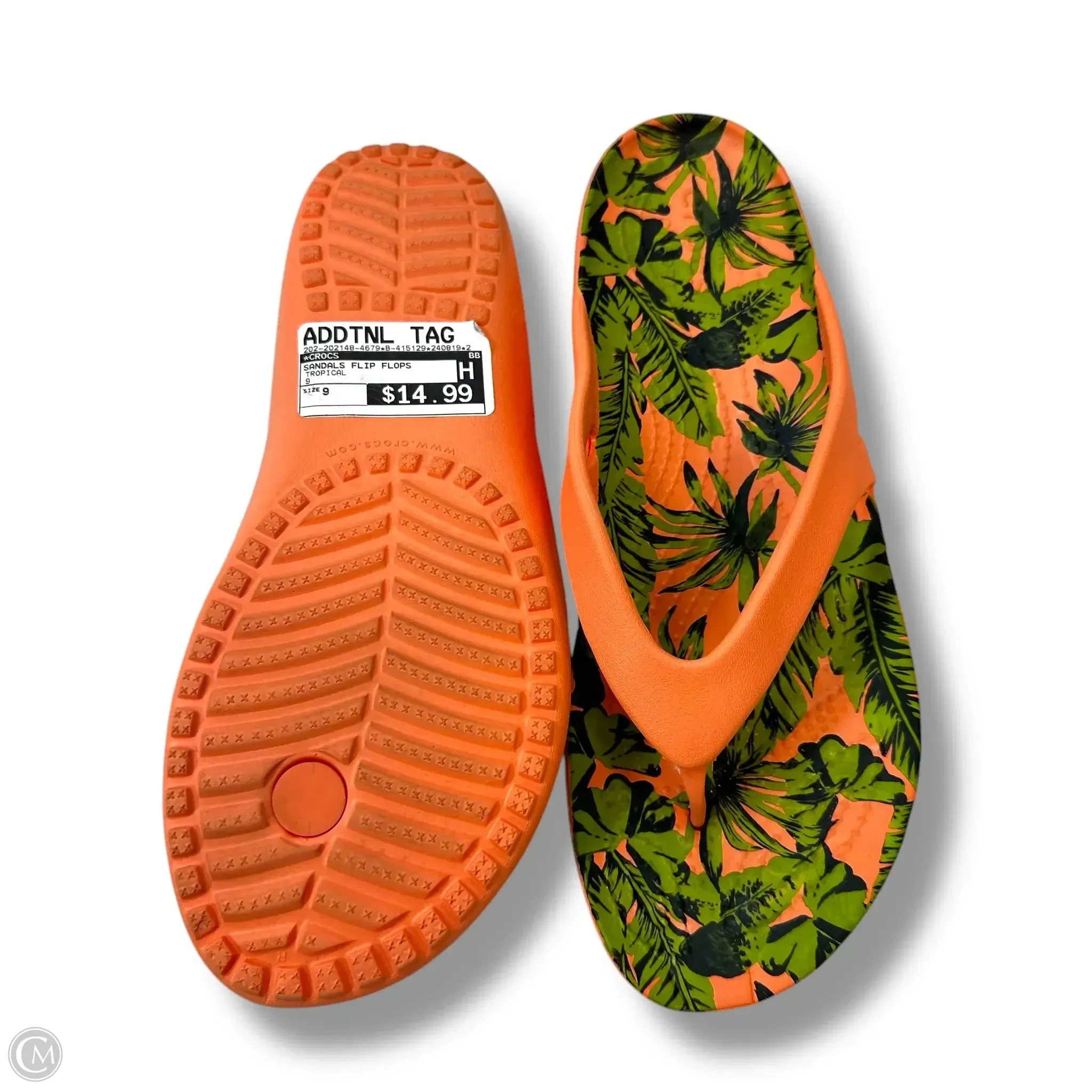 Sandals Flip Flops By Crocs In Tropical, Size: 9 crocs