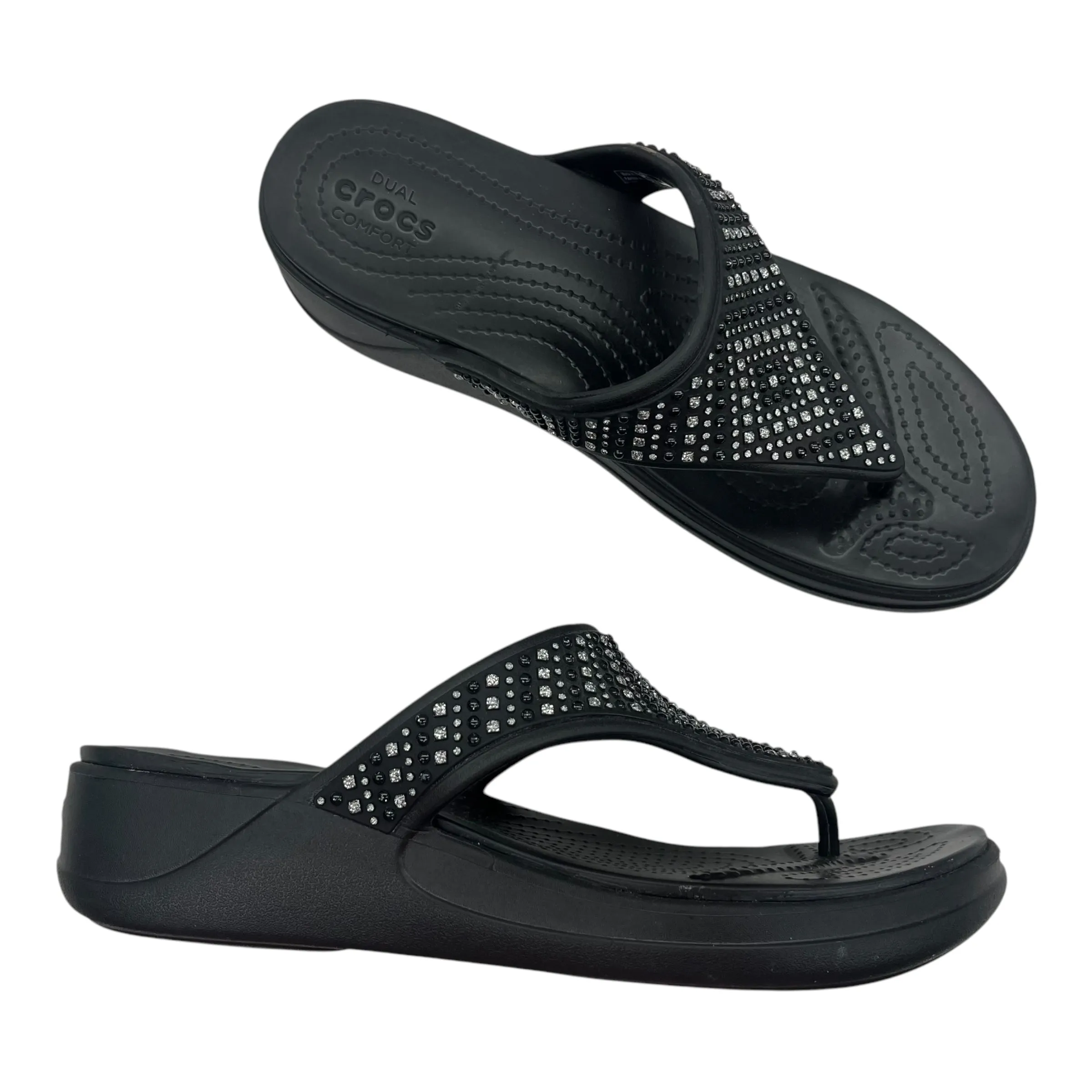 Sandals Heels Platform By Crocs In Black, Size:10 crocs