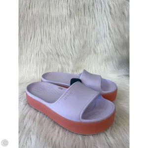 Sandals Heels Platform By Crocs In Orange & Purple, Size: 10 crocs