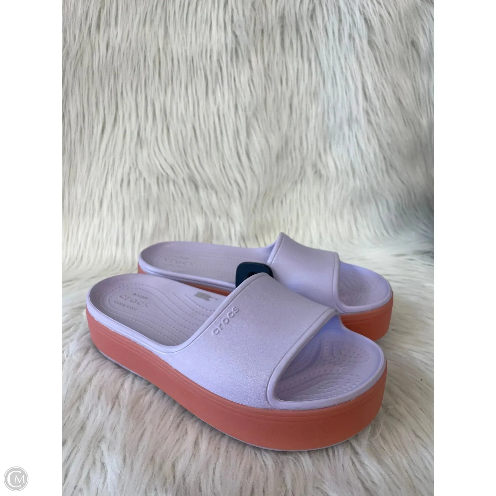 Sandals Heels Platform By Crocs In Orange & Purple, Size: 10 crocs
