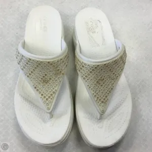 Sandals Heels Wedge By Crocs In White, Size: 8 crocs