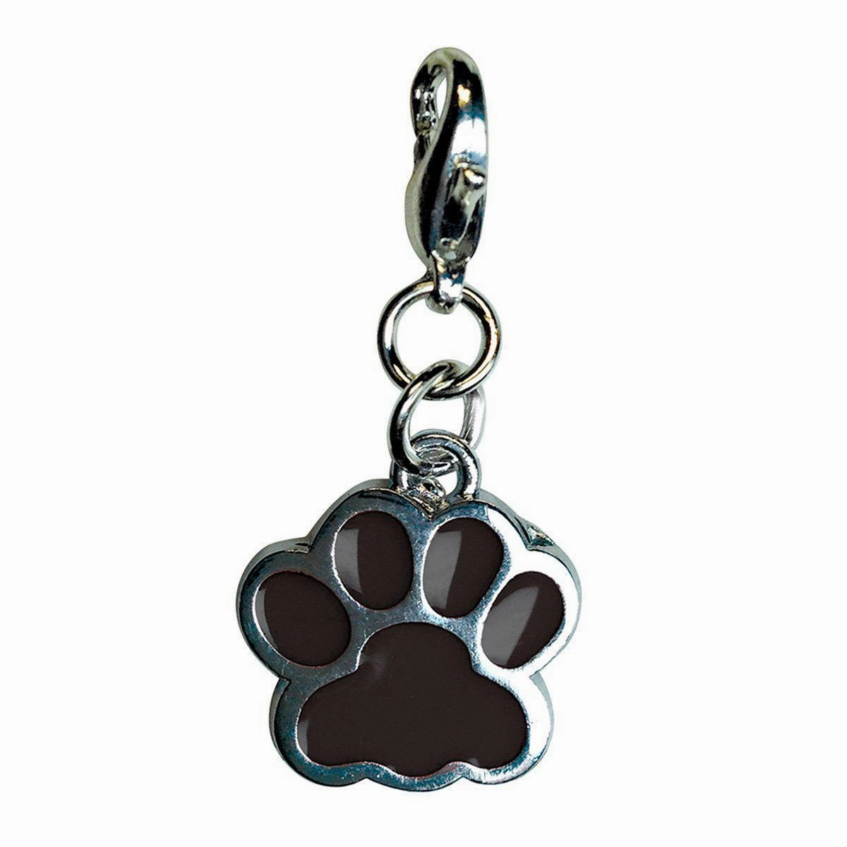 Shiny Black Paw Print Enamel Dog Collar Charm