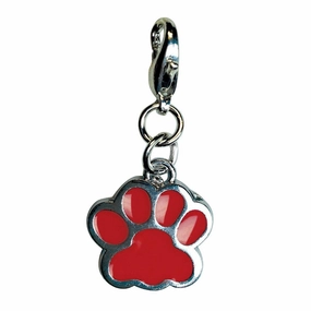 Shiny Red Paw Print Enamel Dog Collar Charm