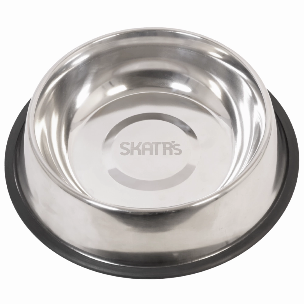 Skatrs Anti Skid Stainless Steel Bowl for Dogs and Cats (Pack of 2)