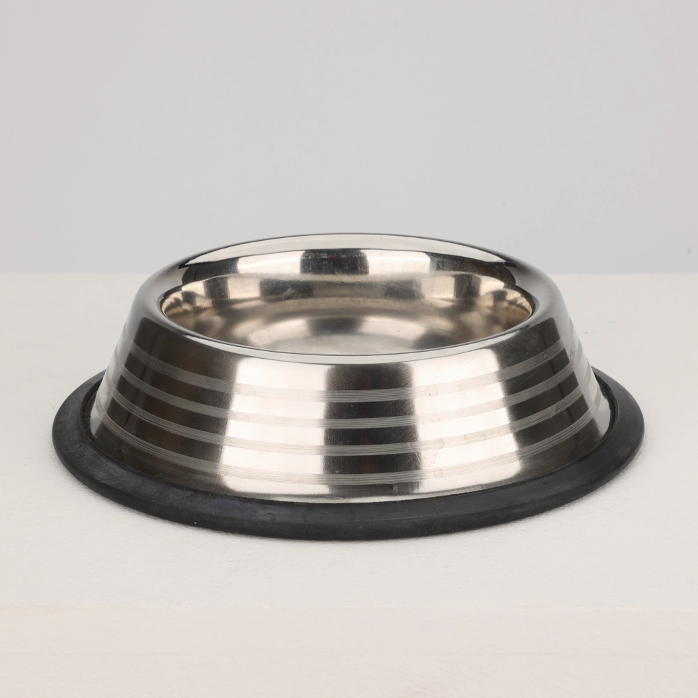 Skatrs Anti Skid Stainless Steel Striped Bowl for Dogs and Cats
