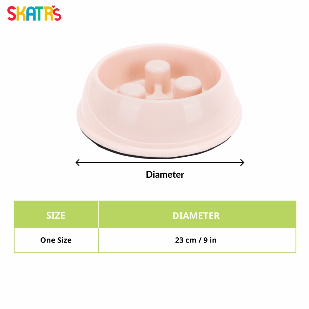 Skatrs Antiskid Slow Feeder Bowl for Dogs and Cats (Pink)