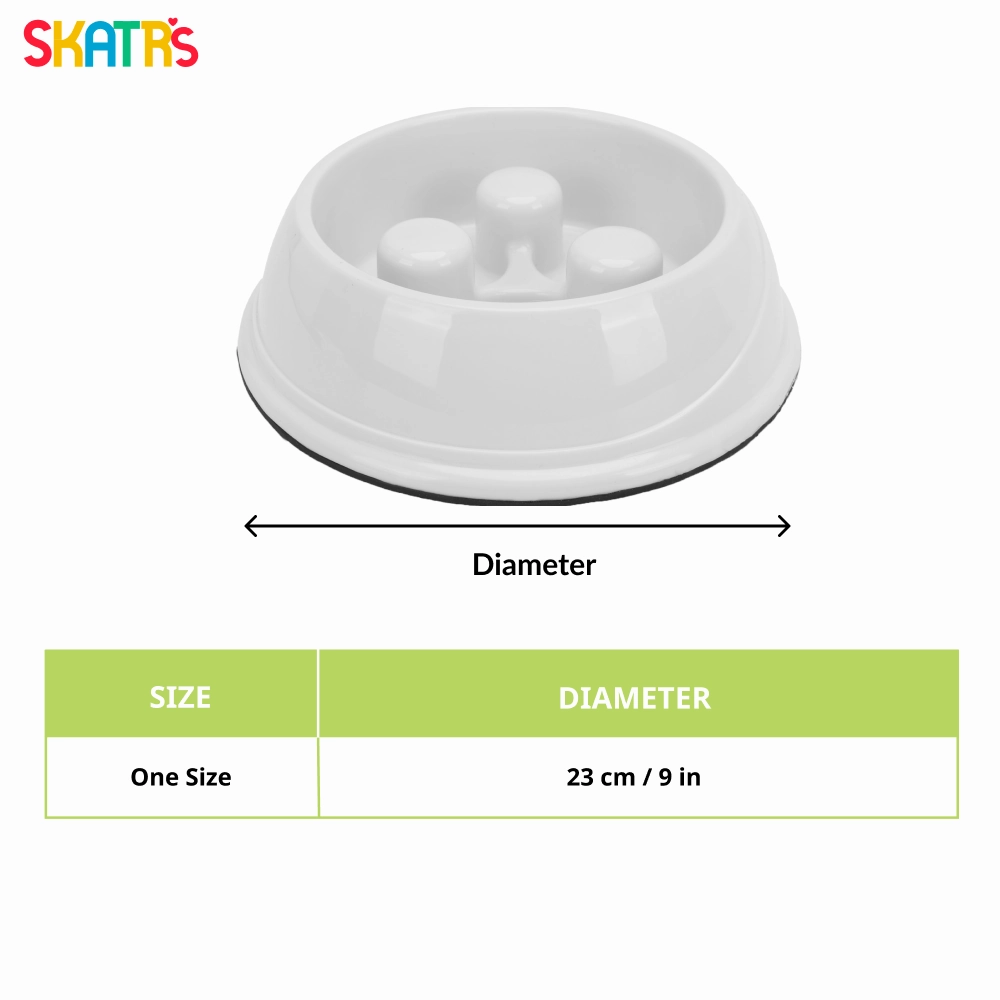 Skatrs Antiskid Slow Feeder Bowl for Dogs and Cats (White)
