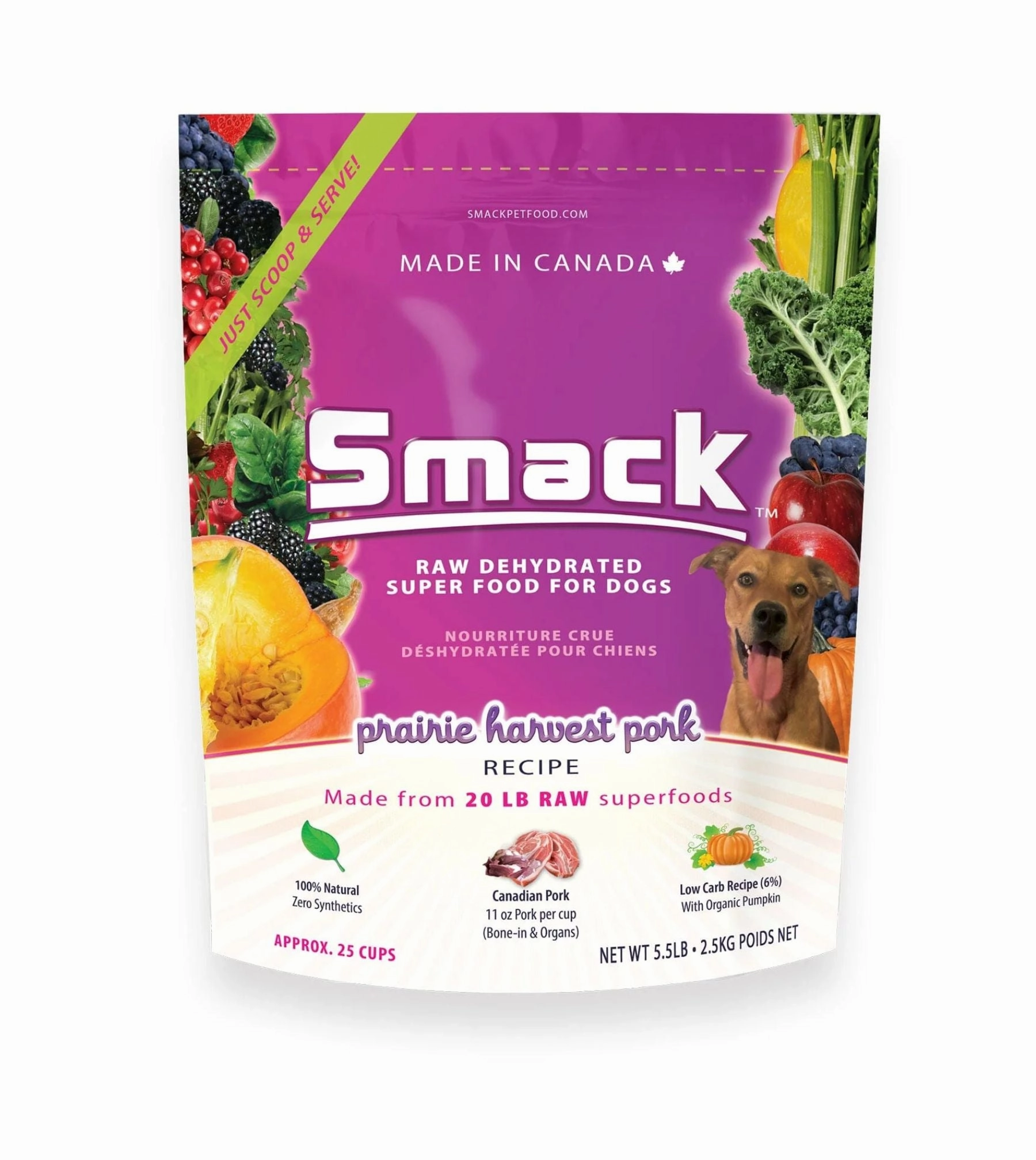 Smack Raw Dehydrated Super Food For Dogs (Prairie Harvest Pork) air-dried dog food,dehydrated dog food